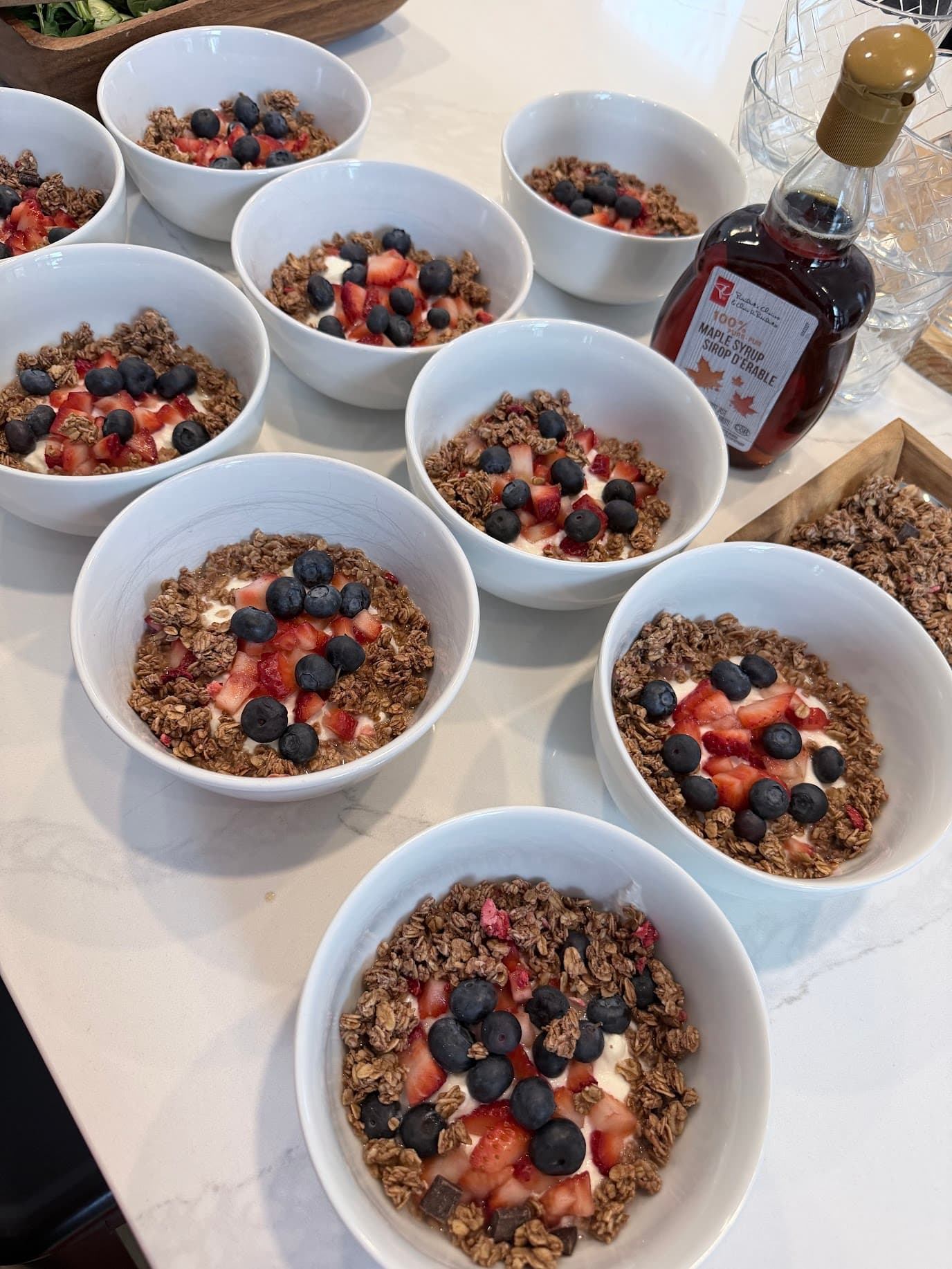 Granola and berry breakfast bowls