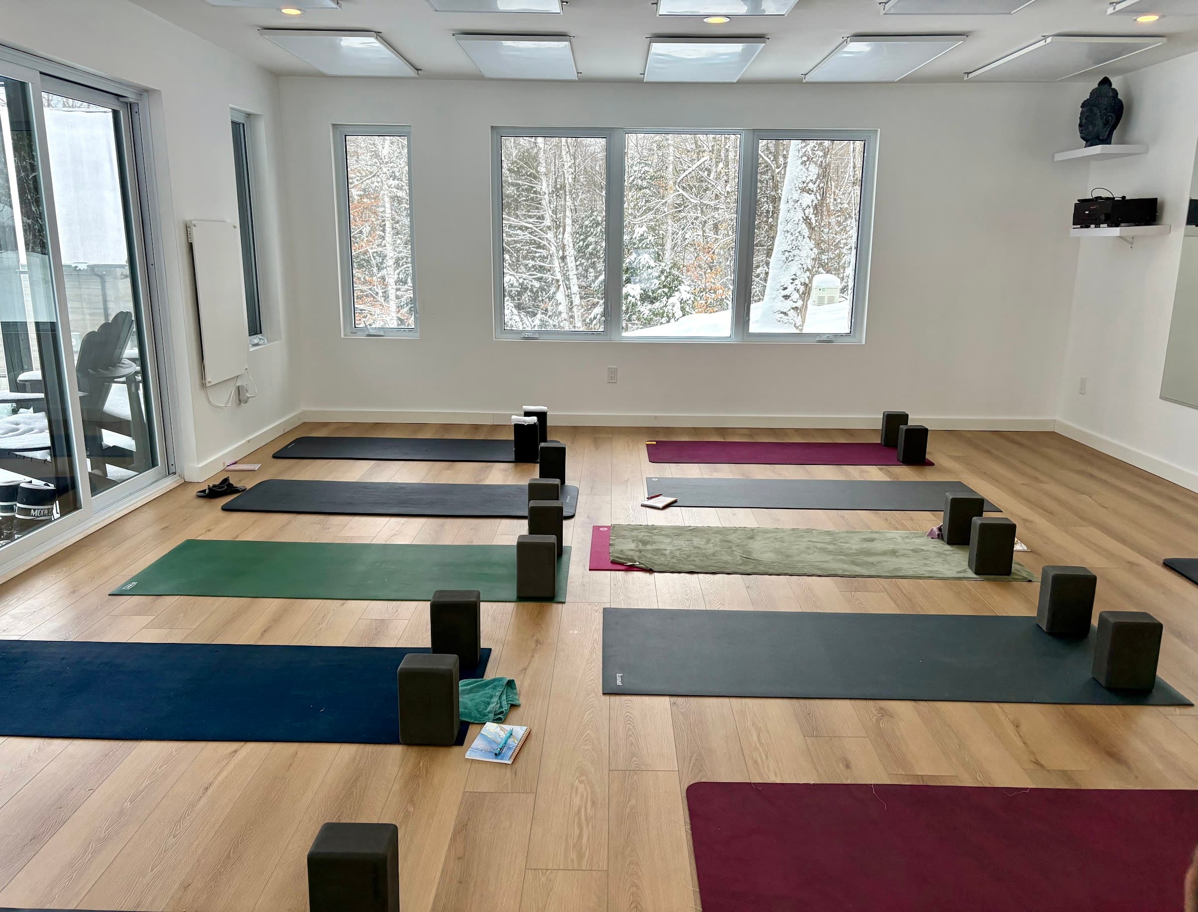 Yoga studio with mats arranged